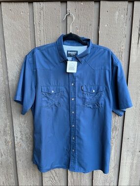 Hooey Men's Short Sleeve Button-Down Shirt in Deep Blue